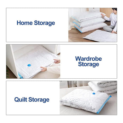 6PCS Vacuum Storage Bags Clear Space Saving for Clothes Bedding Travel Use