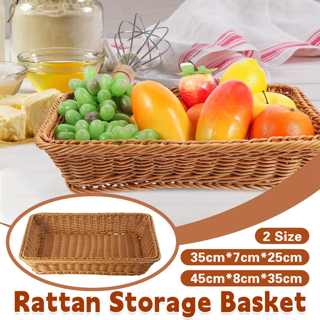 Hand Woven Rattan Tray Snack Serving Dish Hotel Fruits Pastry Plate Basket