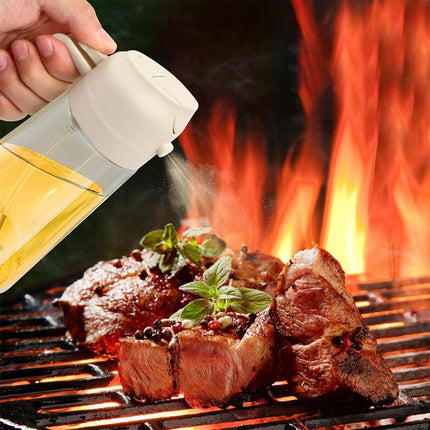 2-in-1 470ml Glass Oil Bottle Spray Pour Automatic Pressure Control Kitchen Tool