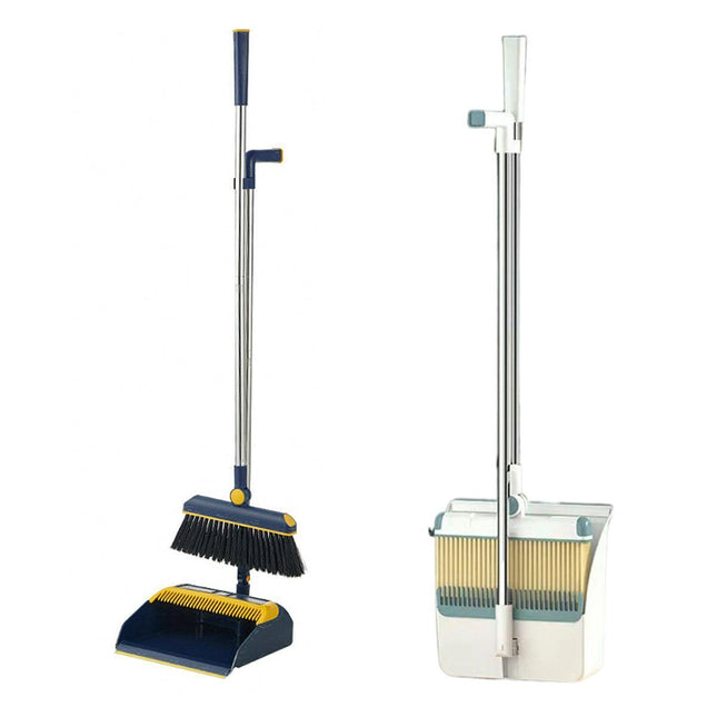 Folding Broom Dustpan Set Rotating Household Sweeping Hair Removal Cleaning Tool