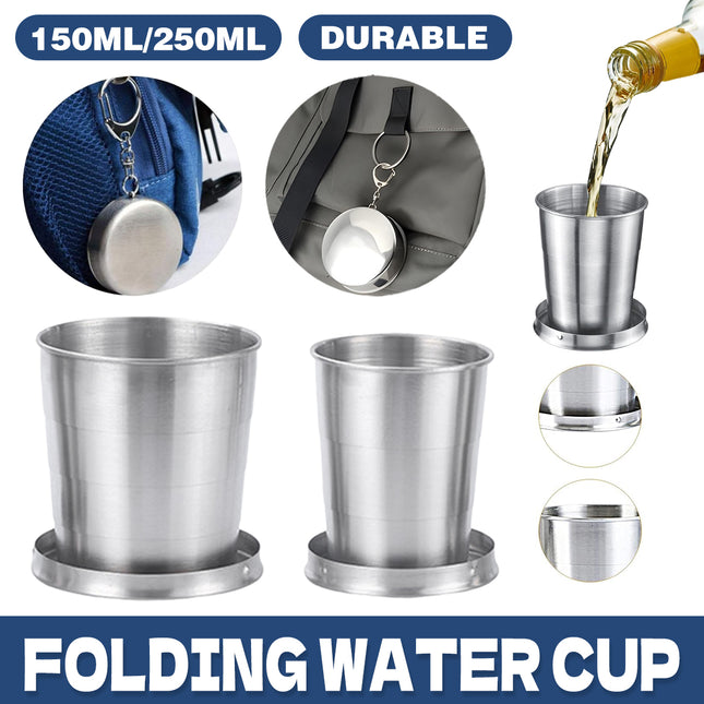 Portable Stainless Steel Folding Travel Cup Mini Retractable Outdoor Wine Glass
