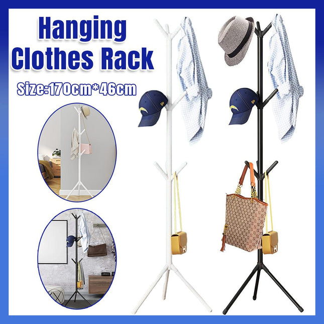 6Hooks Coat Stand Rack Clothes Hanger Hat Tree Jacket Umbrella Storage Organizer