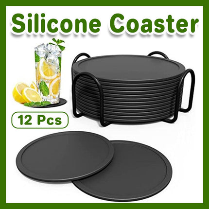 12pcs Silicone Round Insulated Coasters Tea Cups Coffee Mugs Table Protection