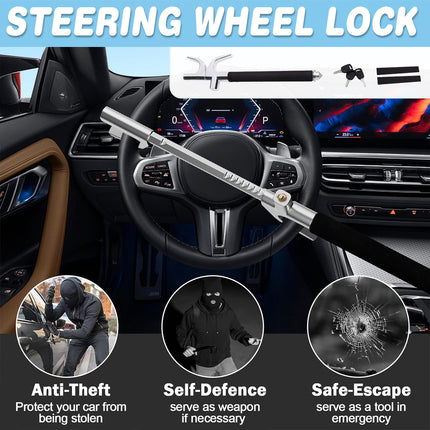 Multi Functional Car Anti Theft Steering Wheel Lock Security Bar for Vehicle Use
