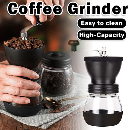 Manual Coffee Bean Grinder Glass Hand Crank Portable Grinding Mill for Home Use