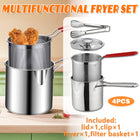 4PCS Stainless Steel Fryer Set Basket Lid Clip Induction Stove Cooking Pot