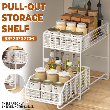 Pull Out Storage Shelf 2 Tier Kitchen Organizer Under Sink Pantry Rack