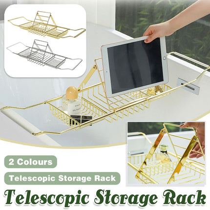 Bathtub Rack Bathroom Storage Shelf Telescopic Adjustable Organiser Tray Home