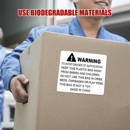 Suffocation Warning Labels Roll 3 Sizes Available Strong Water-Based Adhesive