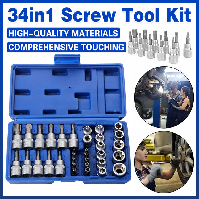 34 in 1 Screw Combination Tool Multi Function Screwdriver Repair Kit Household