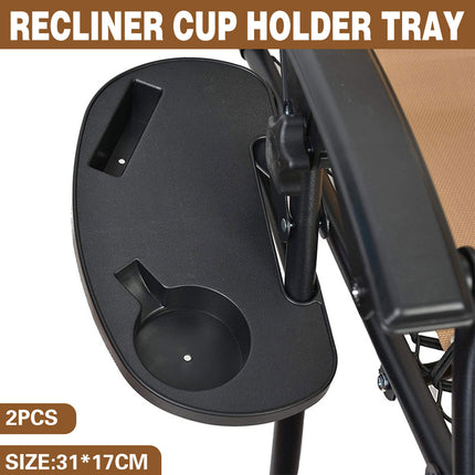2pcs Clip On Side Table Tray Cup Holder For Sun Lounger Camping Chair Outdoor