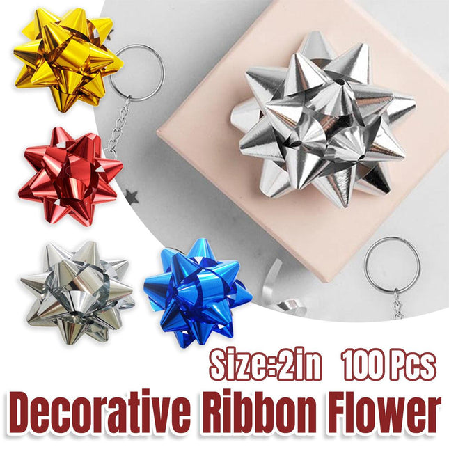 Star Flower Ribbon Bows 100pcs Decorative Gift Wrapping Ribbon Flowers DIY Craft