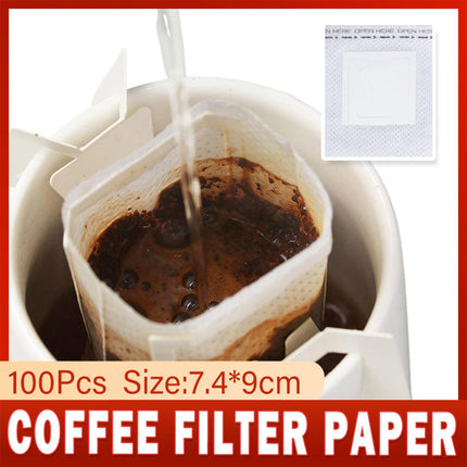 100pcs Hanging Ear Coffee Filter Hand Brew Drip Bag Disposable Coffee Filter