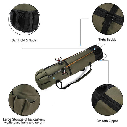 Multifunctional Cylinder Fishing Rod Bag Outdoor Gear Storage Carry Waterproof