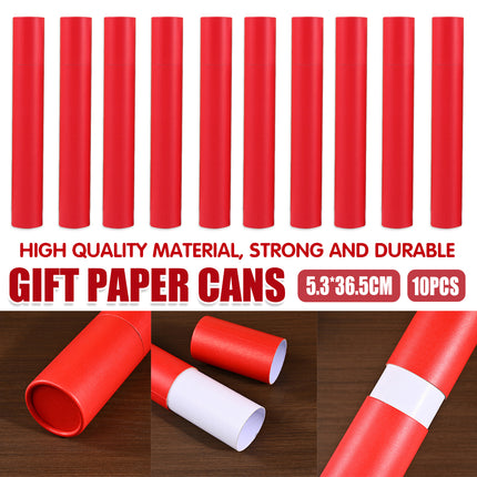10PCS Gift Wrap Paper Tubes 5.3x36.5cm Red for Arts Crafts Scrapbooking Storage