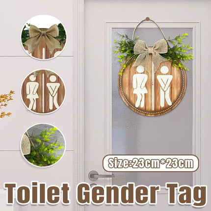 Wooden Toilet Signs Wall Hanging Gender Signage Decorative Bathroom Door Signs