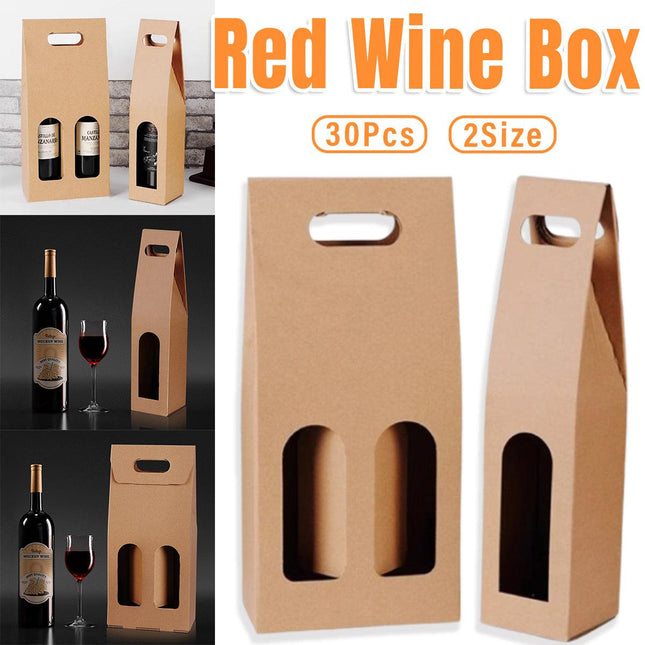 30pcs Kraft Paper Wine Box for Gift Packaging Portable Wine Bottle Storage Box