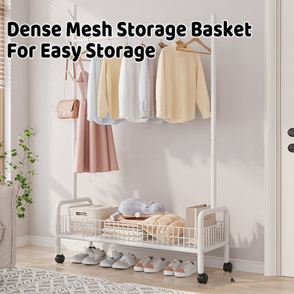 Mobile Clothes Rack with Wheels Sturdy Durable Space Saving for Home Bedroom Use