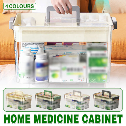 Large Capacity Medicine Storage Box First Aid Organiser Multi Layers Transparent