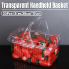 20pcs Transparent Plastic Fruit Box Handbasket Packing Storage Containers