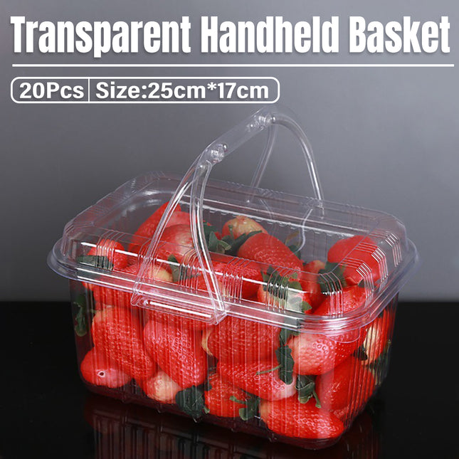 20pcs Transparent Plastic Fruit Box Handbasket Packing Storage Containers