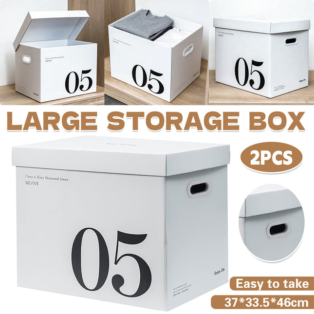 2PCS Paper Storage Box Large Capacity Portable Minimalist Design Home Storage