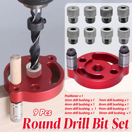 9pcs Center Hole Drill Guide Set Vertical Positioner DIY Round Woodworking Tool
