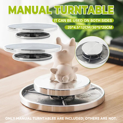 Ceramic Manual Turntable Aluminum Alloy Revolving Stand Double-Sided Usable