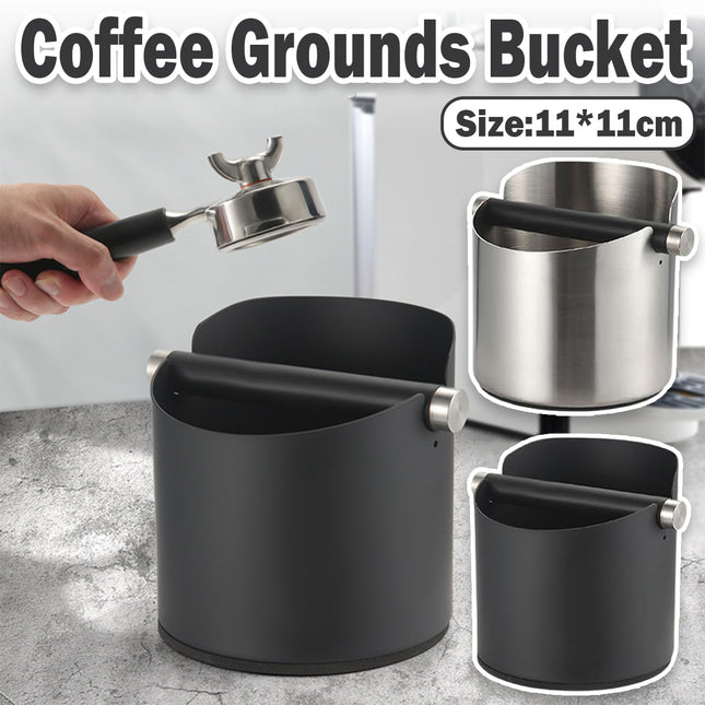 Stainless Steel Coffee Grounds Knock Box Round Tap Bucket for Household Espresso