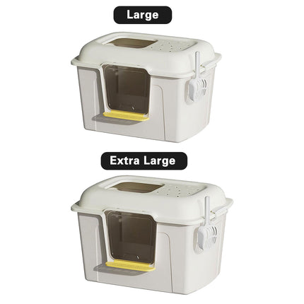 Large Enclosed Cat Litter Tray With Door Anti Splash Odour Control Cat Toilet Box