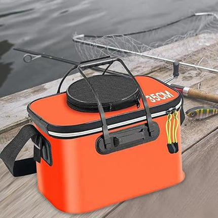 Portable Folding EVA Fishing Bucket Multi Use Live Fish Container with Strap