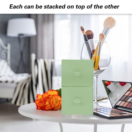 Storage Box 2PCS Desktop Square Stackable Drawers Organizer for Office Home
