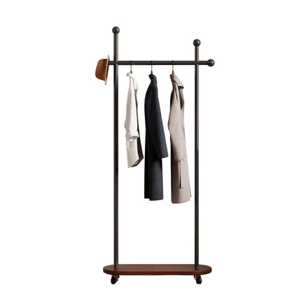 Portable Clothes Rack 60x30x175cm Metal Frame Wood Base Wheels for Bedroom