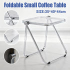 Foldable Transparent Small Coffee Table for Living Room Bedroom Space Saving