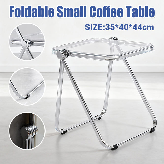 Foldable Transparent Small Coffee Table for Living Room Bedroom Space Saving