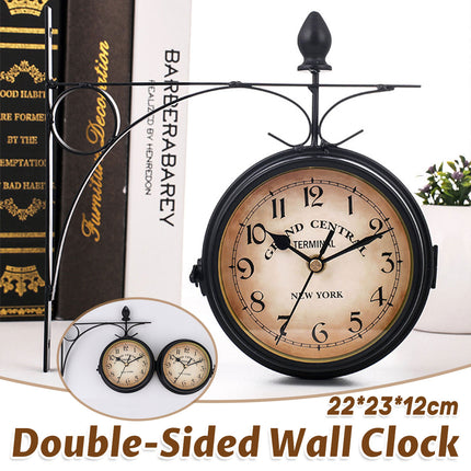 Vintage Outdoor Bracket Clock Garden Station Wall Clock Double Sided Clock