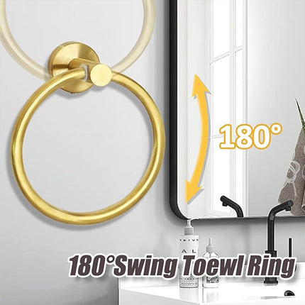 Bathroom Towel Rack Wall Mounted Towel Ring Black Toilet Paper Holder Shelf