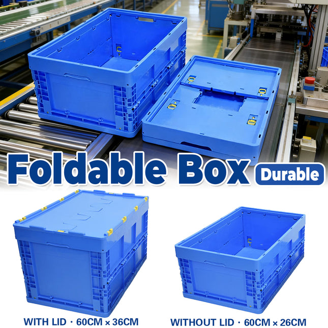 Foldable Plastic Storage Box Rounded Corner Design for Workshop Garage Home Use
