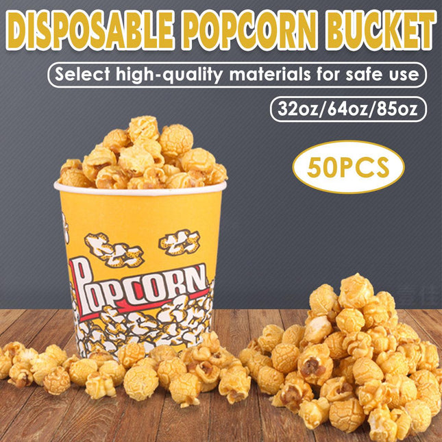50pcs Popcorn Bucket Paper Cup Cinema KTV Snack Container for Party Movie Night