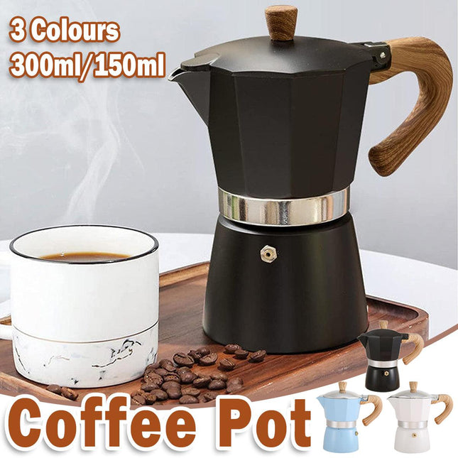 Portable Coffee Maker Wood Grain Handle Outdoor Manual Espresso Machine Camping