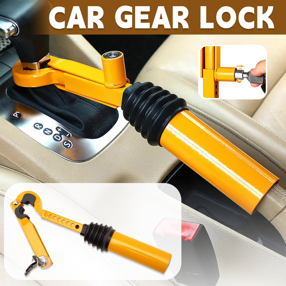 Car Gear Lock Handbrake Lock Anti Theft Device Steering Security Acces – Aimall