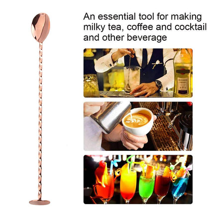 Stainless Steel Cocktail Bar Spoon Twisted Handle Mixing Stirring Muddler 27cm