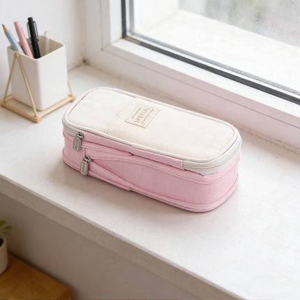 Expandable Canvas Pencil Case 3 Colours Zip Pouch