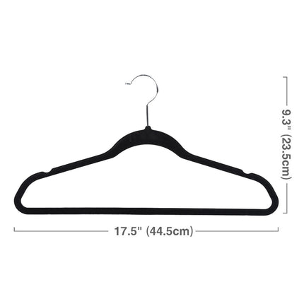 Garment Hangers Set 50PCS Flocking Style 45cm Black Non Slip Clothes Rack Closet