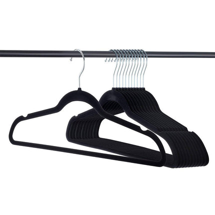 Garment Hangers Set 50PCS Flocking Style 45cm Black Non Slip Clothes Rack Closet