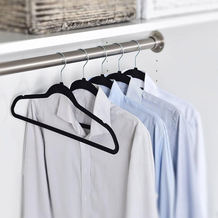 Garment Hangers Set 50PCS Flocking Style 45cm Black Non Slip Clothes Rack Closet