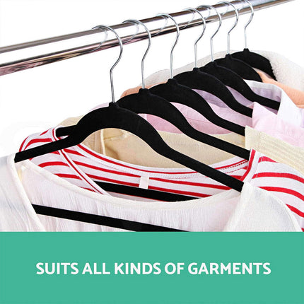 Garment Hangers Set 50PCS Flocking Style 45cm Black Non Slip Clothes Rack Closet