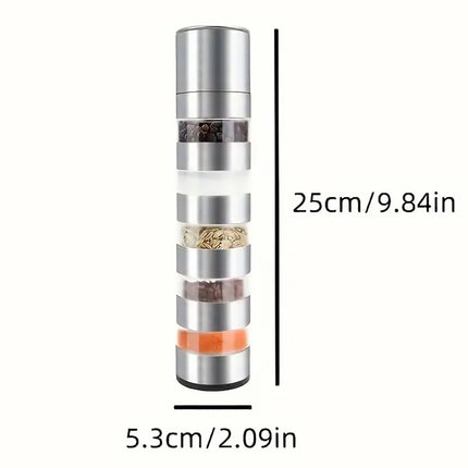 5 in 1 Stainless Steel Salt and Pepper Grinder Manual Spice Grinder Bottle Kitchen