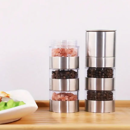 5 in 1 Stainless Steel Salt and Pepper Grinder Manual Spice Grinder Bottle Kitchen