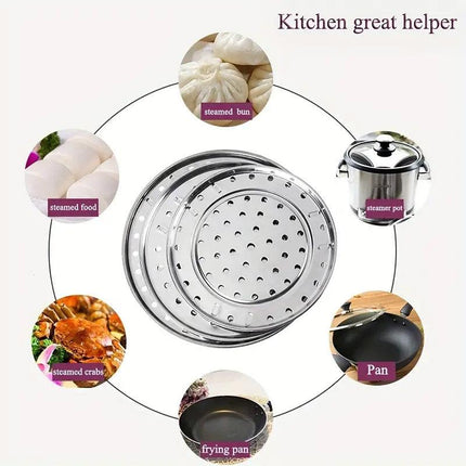 3pcs Stainless Steel Steamer Basket Steamer Tray Rack Waterproof Steam Cooking